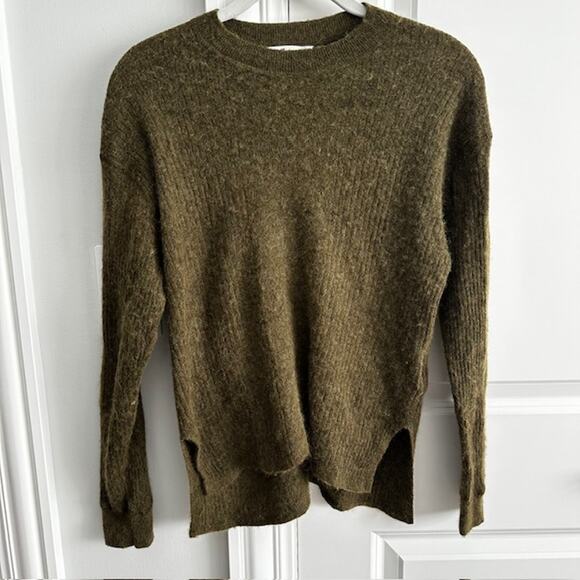Madewell Alpaca Blend Crewneck Ribbed Pullover Sweater Mossy Green XS - Picture 2 of 8